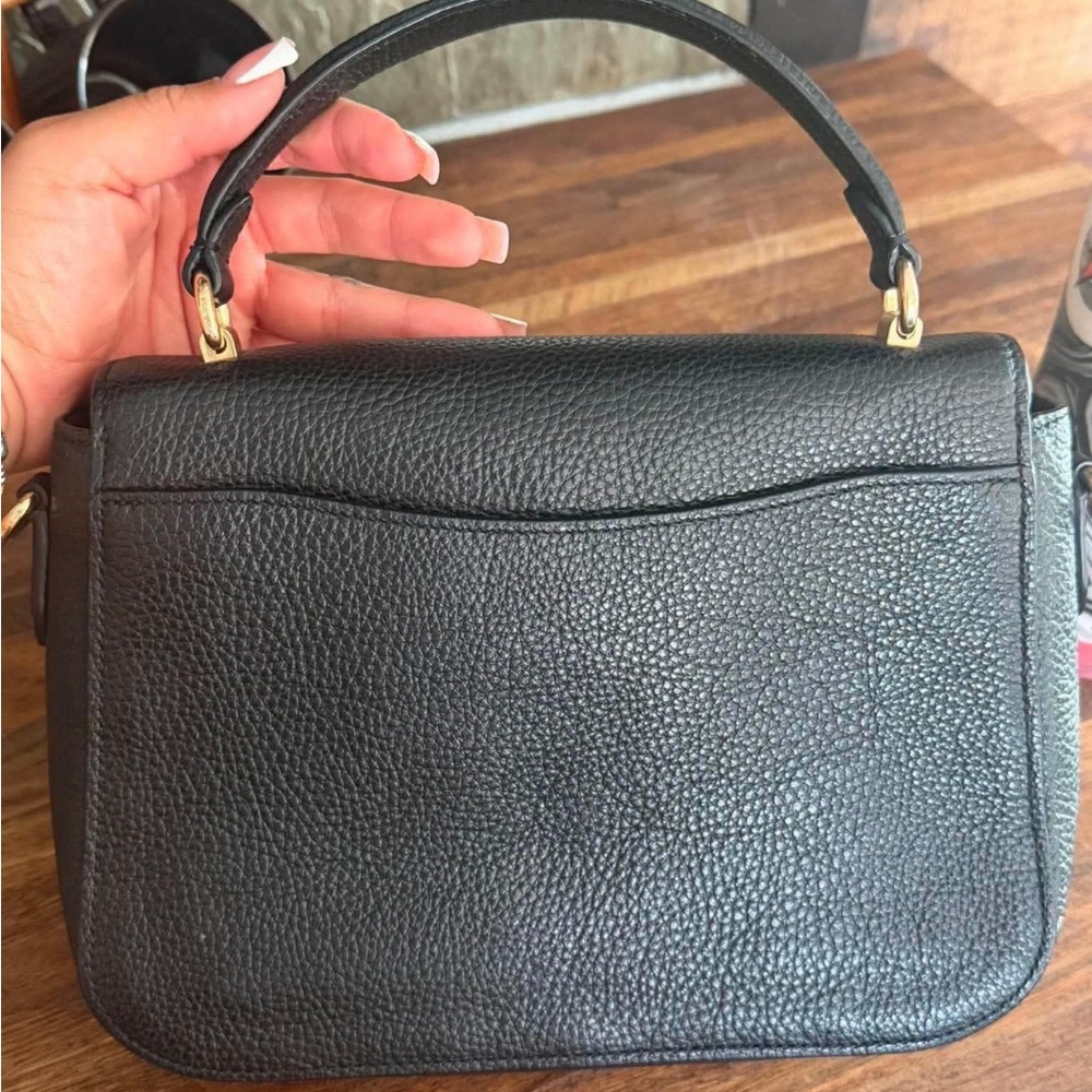 Coach Black Pebbled Leather Top-Handle Satchel with Gold Turnlock great cond - Picture 3 of 3
